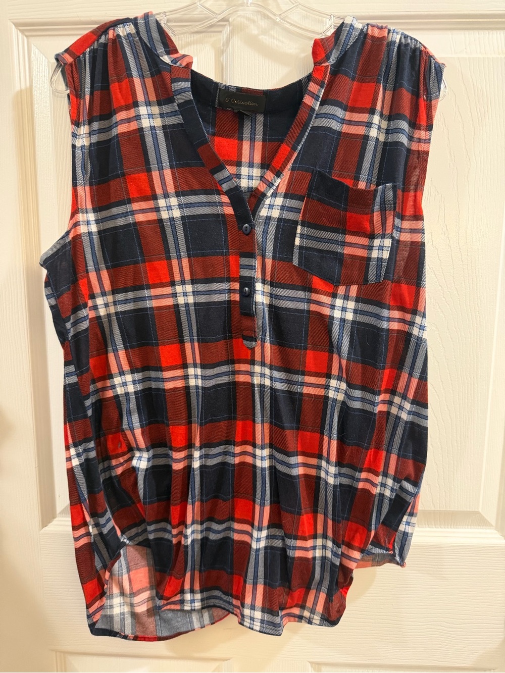 G Collection Plaid Sleeveless Top XL